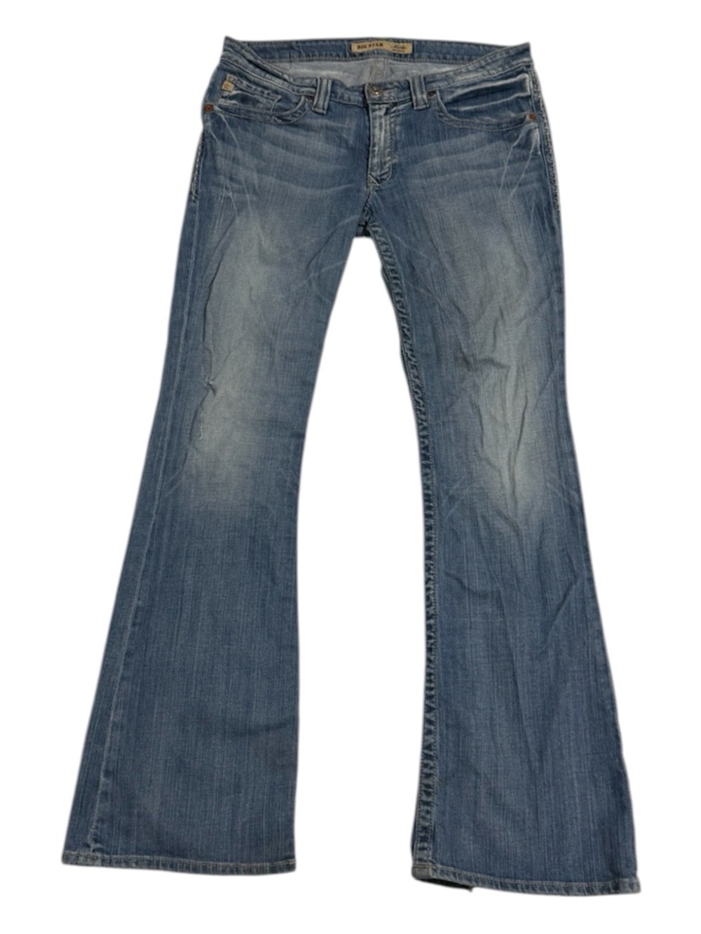 BIG Star Maddie Mid-Rise Flare Distressed Jeans 30L Tall Y2K Western